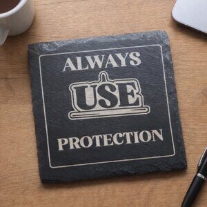 Custom Laser Engraved Slate Coasters - Set of 4 - Choose Funny Sarcastic Images